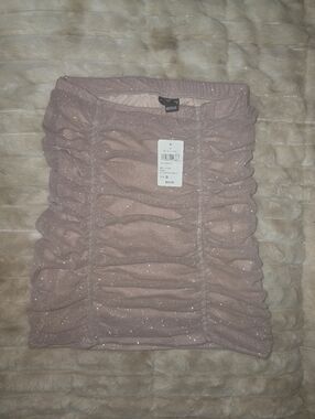 Women's Ruched Glitter Mini Skirt - Blush Pink